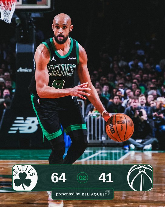 半场比赛结束，我们暂时以64-41领先奇才☘️克塔22分6篮板☘️怀特12分6篮