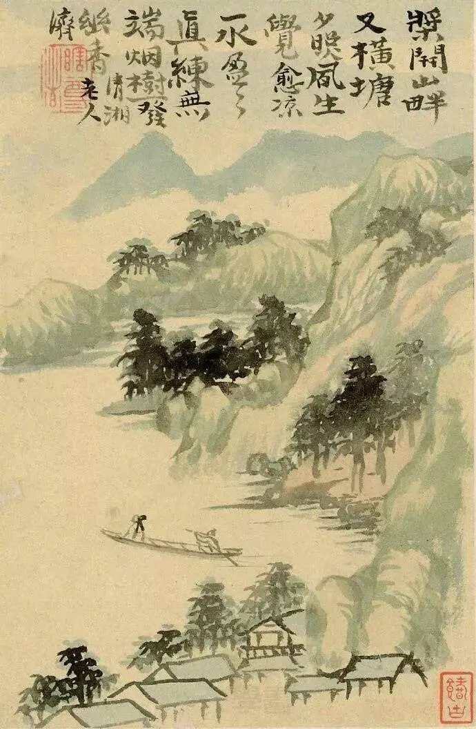 石涛山水册，孤舟独眠，寻一方心灵桃源。这就是中国风遇见艺术