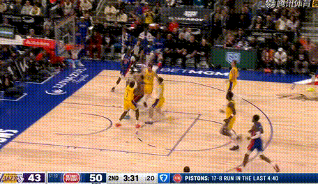 湖人落后10分，本场最大分差！湖人vs活塞