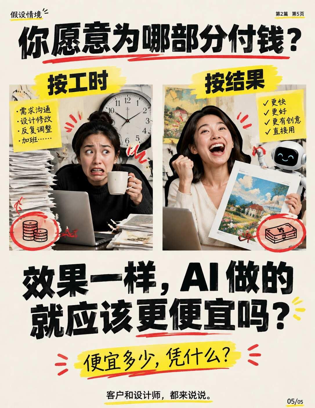 用了AI就该降价？客户买的到底是什么
同一张图，客户满意。
知道你用了AI，突然