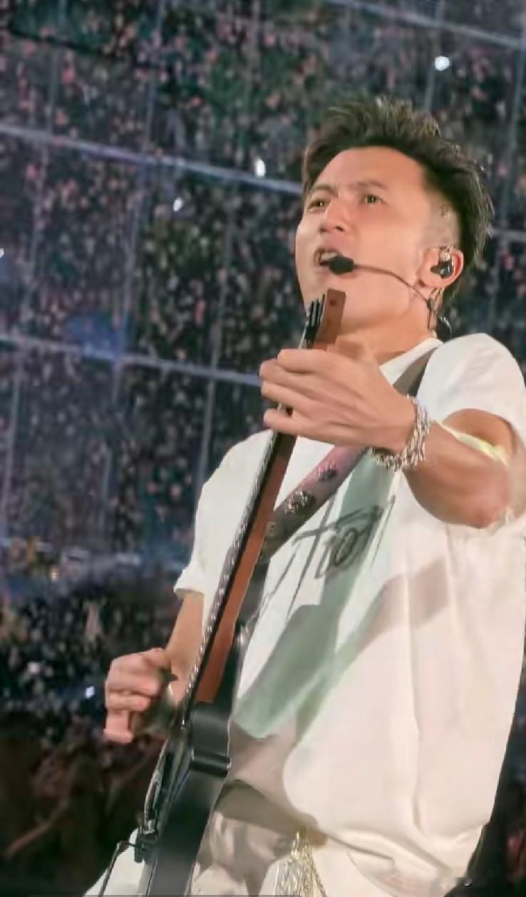 北京鸟巢演唱会现场，
谢霆锋真是帅爆了！
这么多的优点都汇聚一身，
弹得好，唱得