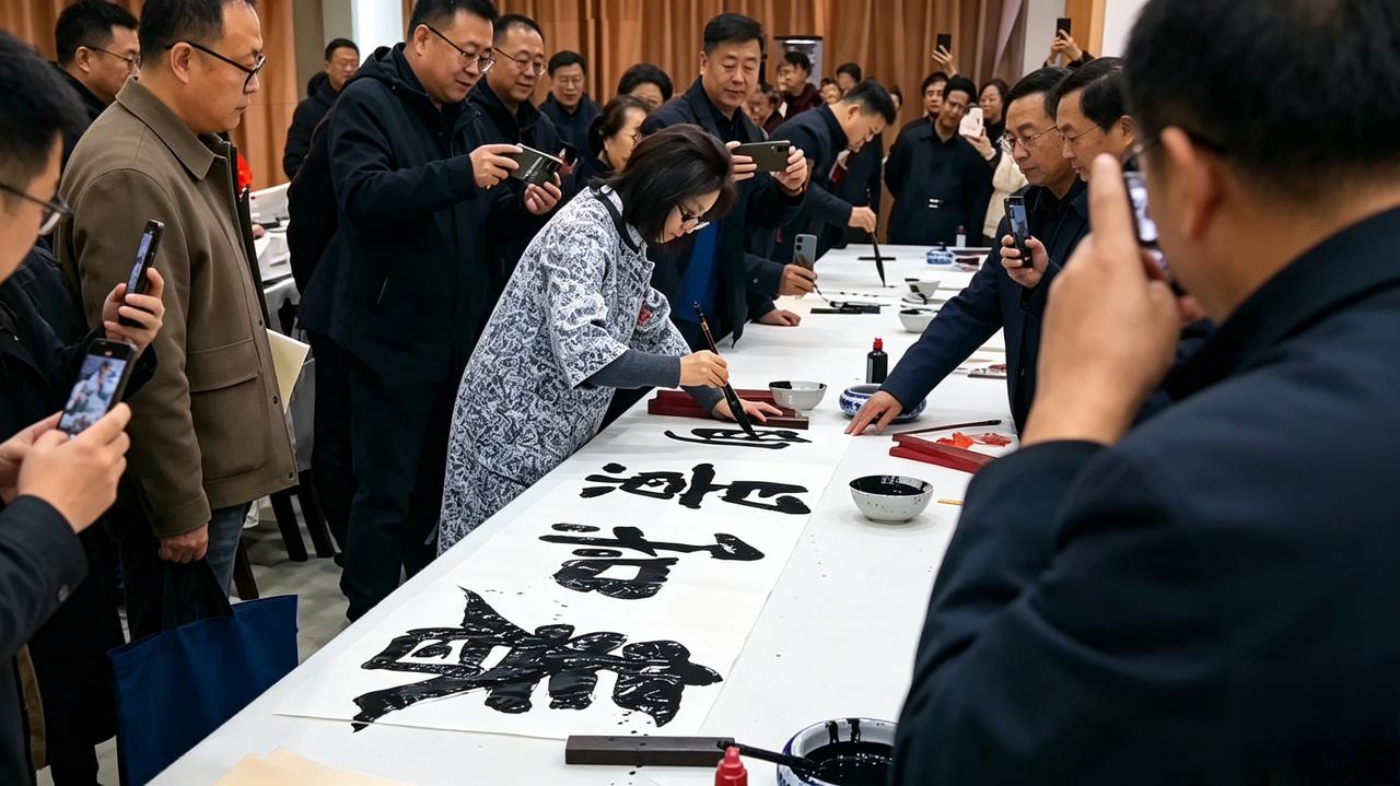 央美博士后现场挥毫，这幅大字为何褒贬不一？
 书法现场的一段视频在网络流传，大批