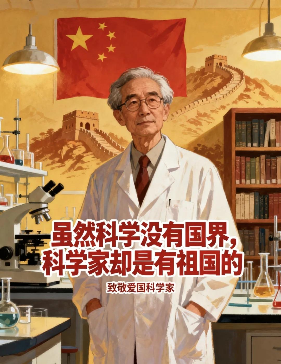 一句话：科学家有有祖国
虽然科学没有国界，科学家却是有祖国的。
-核物理学家钱三