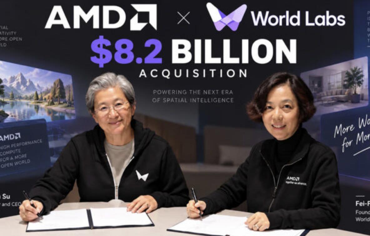 【AMD 82 亿美元收购李飞飞 World Labs，布局空间智能赛道】
近期