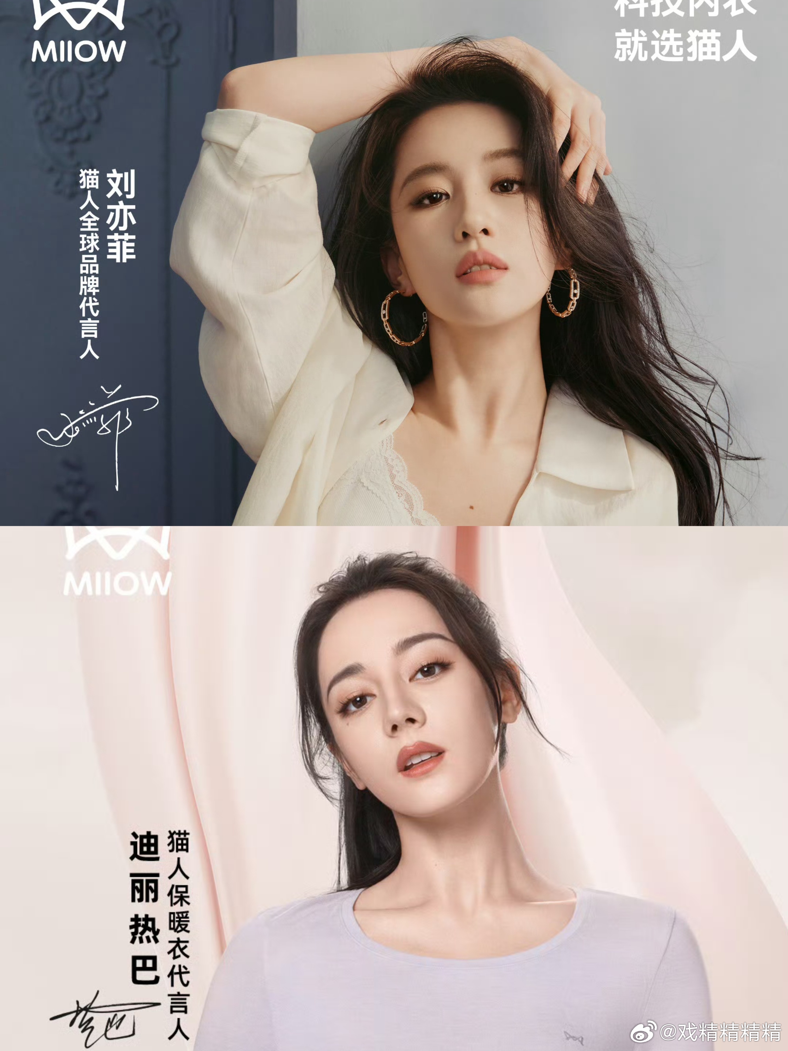 刘亦菲是猫人全球代言人，迪丽热巴是猫人支线代言人，这titIe差的有点多，巴巴商