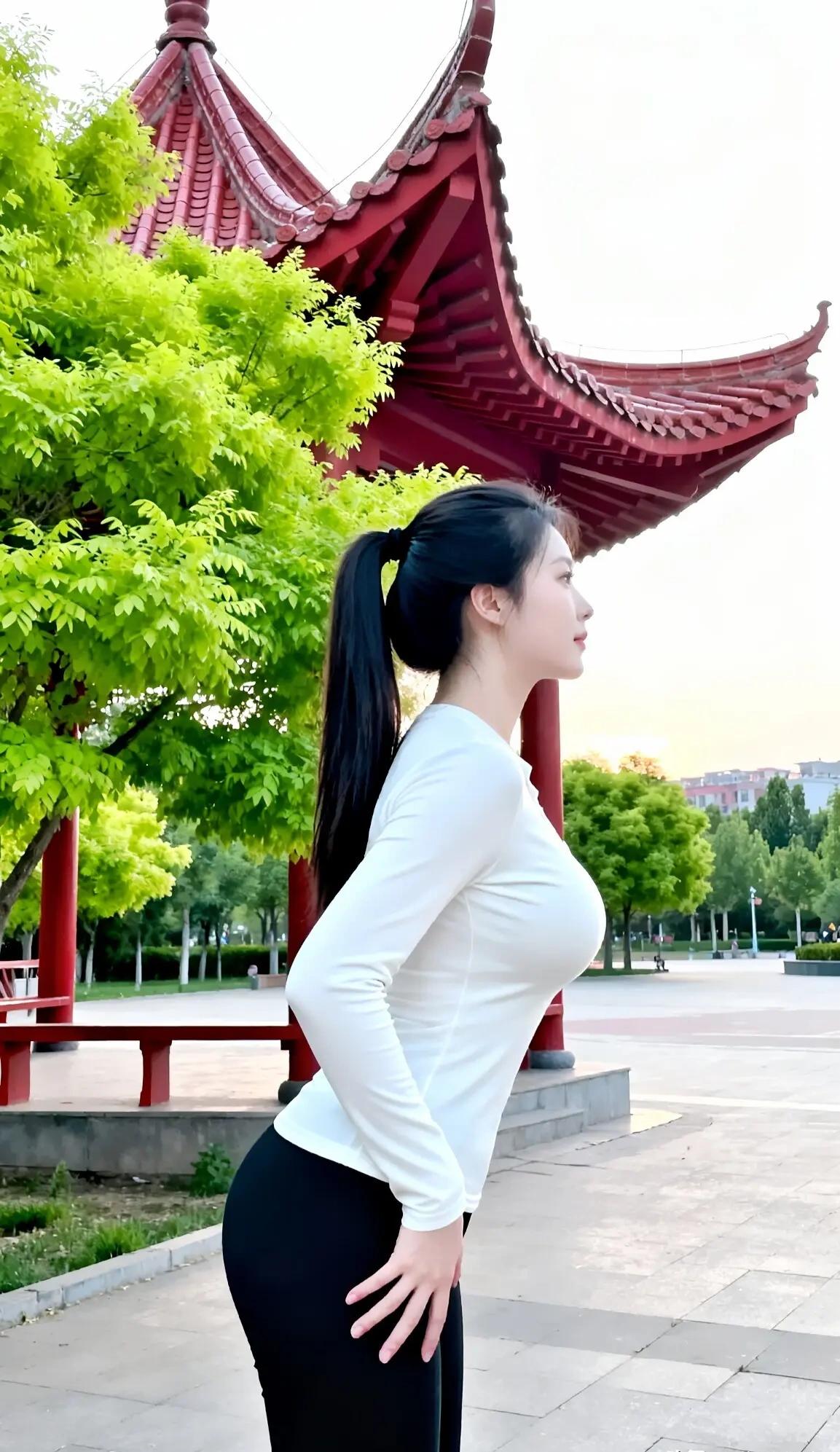 你这身姿，简直像从古画中走出的仙子，一袭白衣如云似雪，勾勒出绝美曲线。那高高束起