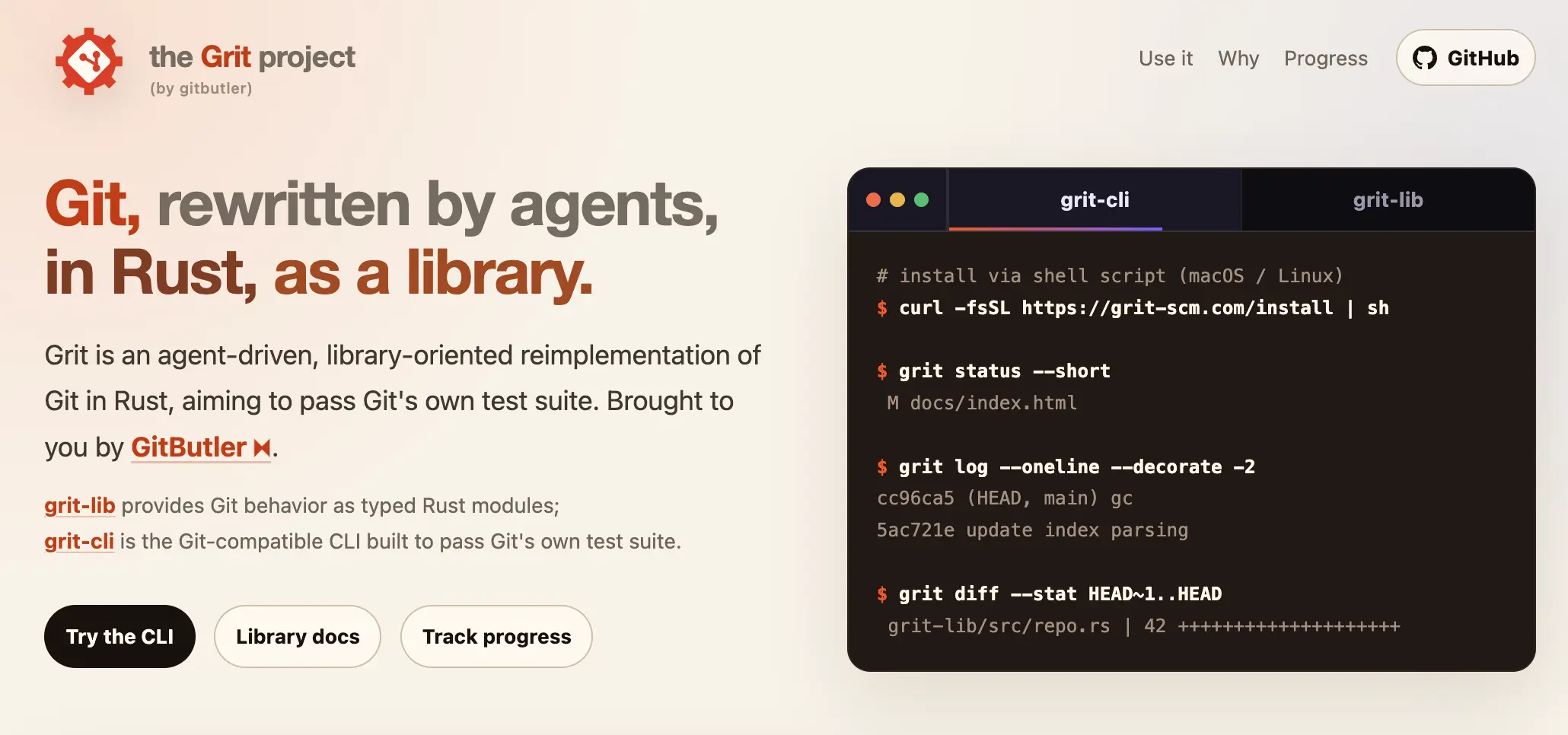 Github的联合创始人Scott Chacon，用rust重写了git（当然是