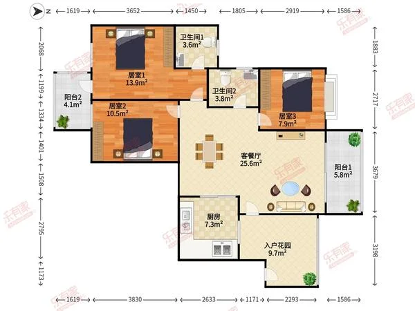 中心公园旁，花园湖景800万三房