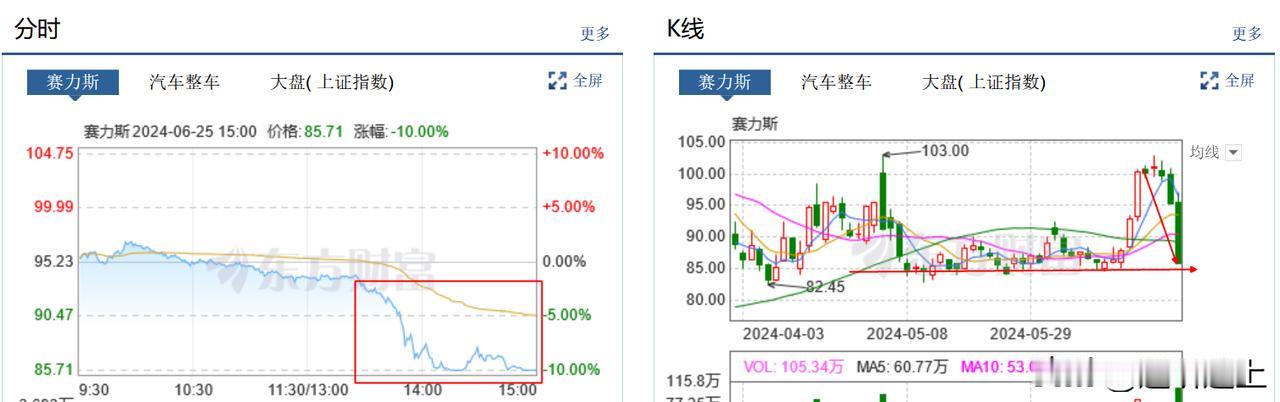今日A股赛力斯直接跌停，2点后继续砸盘，看样子做空力量还是很强悍的，一步回到85