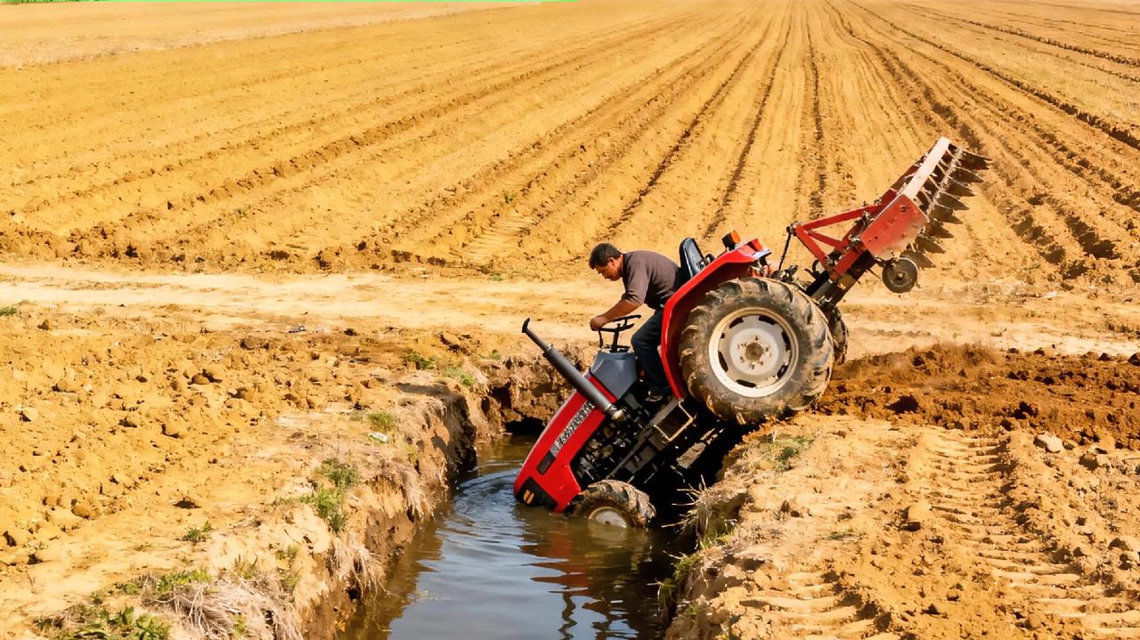 痛心！河南鹤壁翟村农民耙地急拐弯，连人带车坠深水沟，肋骨摔断大半仍在抢救……
 