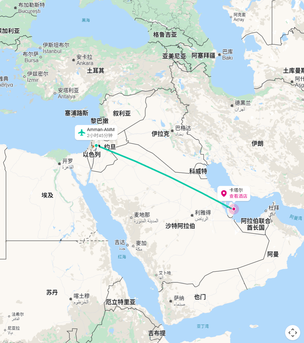 以色列直线距离超过1700公里，中间要么跨越沙特领空，要么跨越其它阿拉伯国家领空