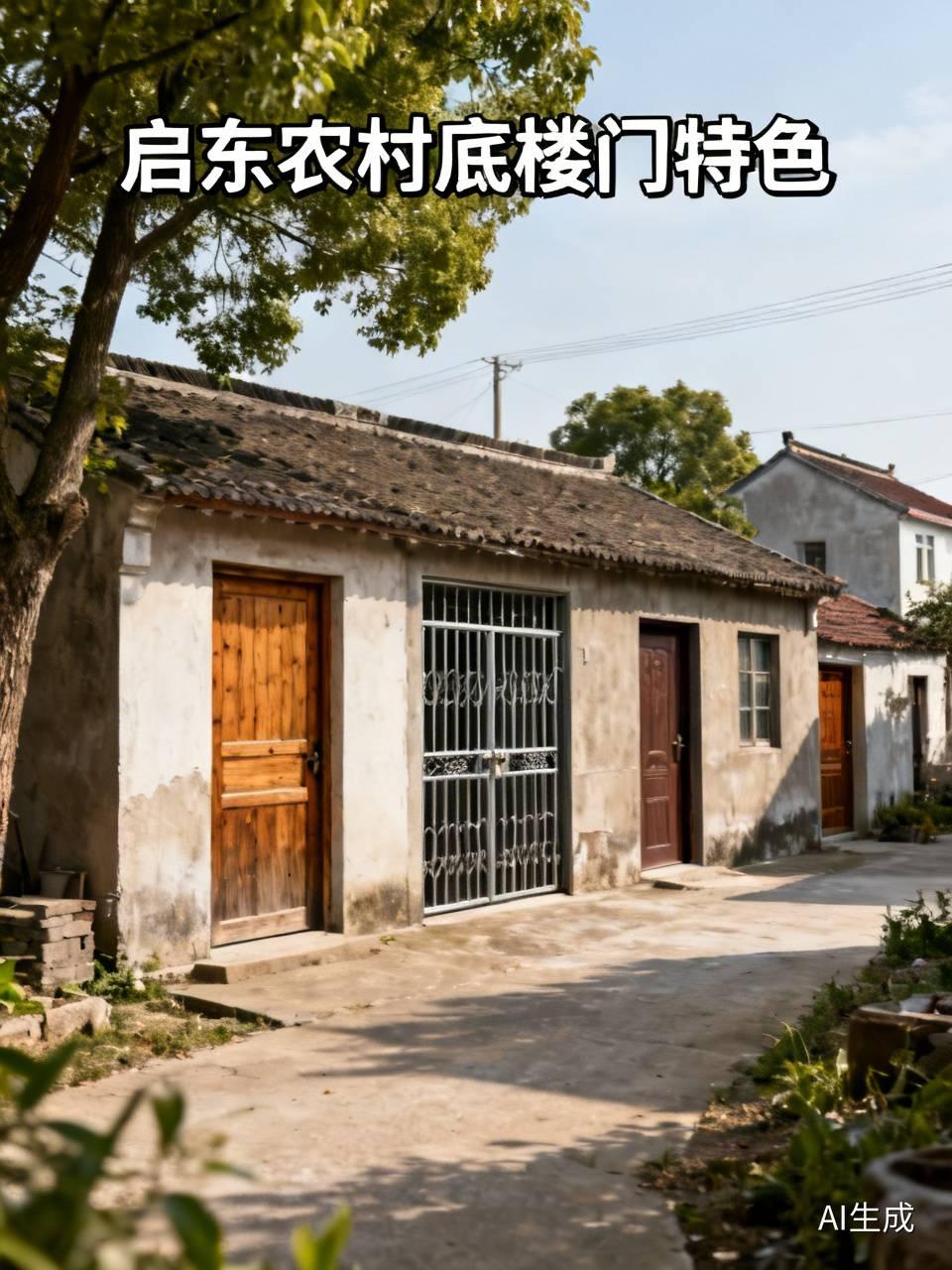 启东农村的底楼门多，显示出启东当地的地方特色与风俗习惯的存在！通常而言，早些年的