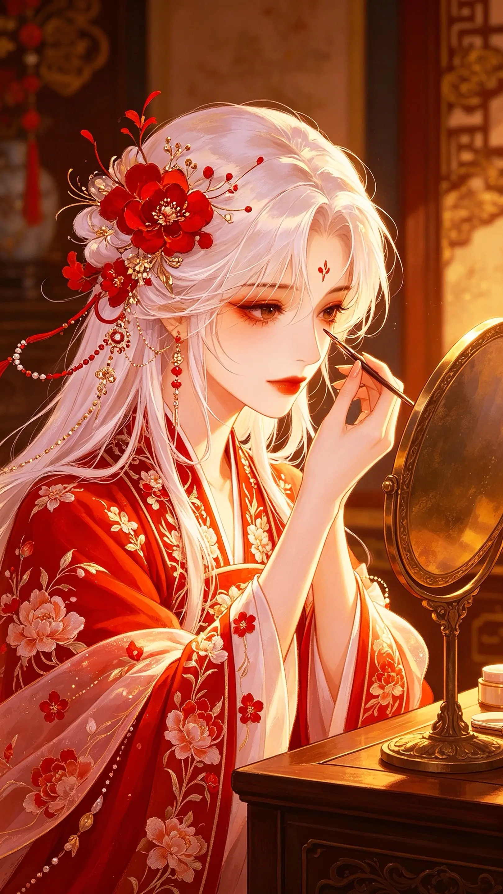 AI去水印写真集 ai创作 二次元唯美画风 彼岸花仙 红焰动漫佳人