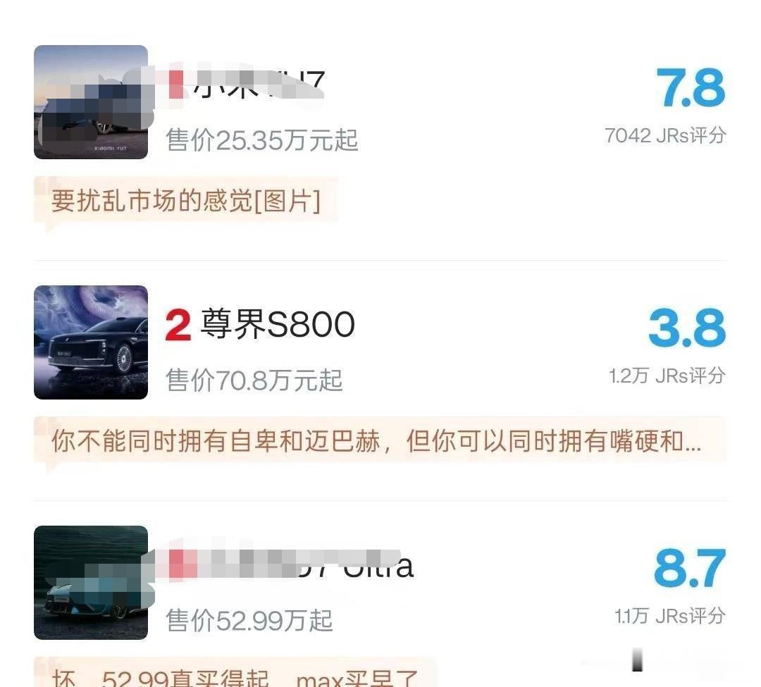 回看一下某扑平台上尊界S800的评分，那些人当时的狂欢显得尤为可笑。。。到头来只