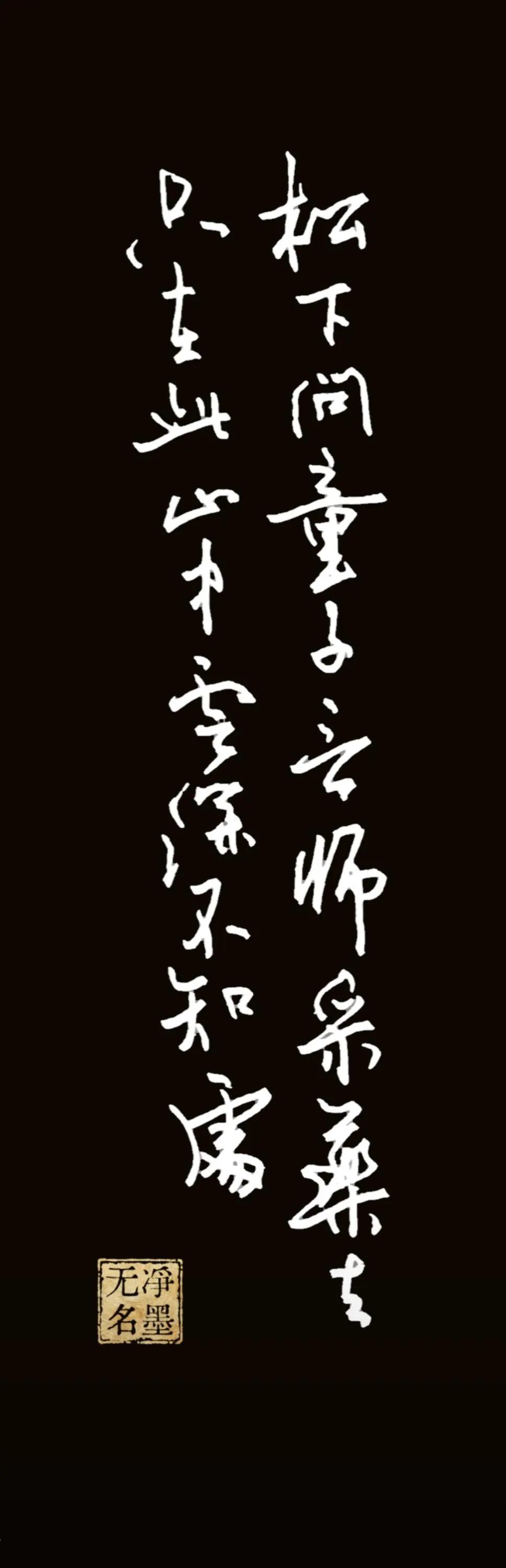 最近喜欢上了这种简洁的写法
只写诗文，目的不就是为了练字嘛
松下问童子
言师采药