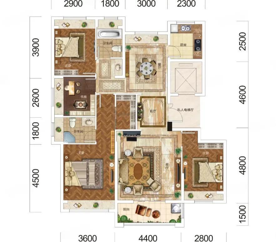 147平米的房子设计成这样，休息区域配置了三个房间，具有很好的私密性。中部的活动