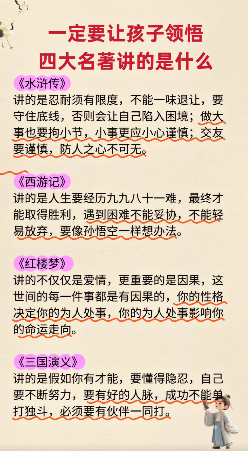 一定要让孩子领悟四大名著讲的是什么…… 