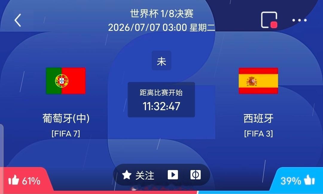 【足球】周一093世界杯方向：葡萄牙vs西班牙世界杯：葡萄牙VS西班牙时间：20