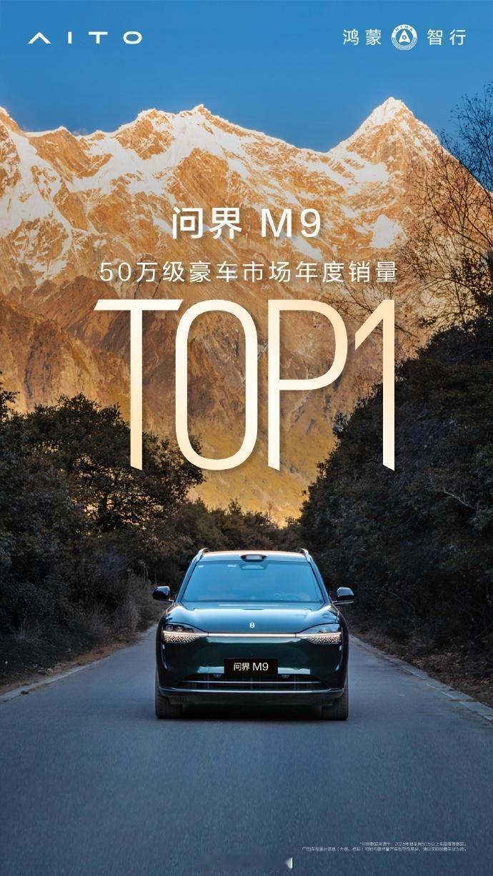 问界M9 获50万豪华车市场年度销量冠军，确实是牛，累计交付已破 26 万，今年