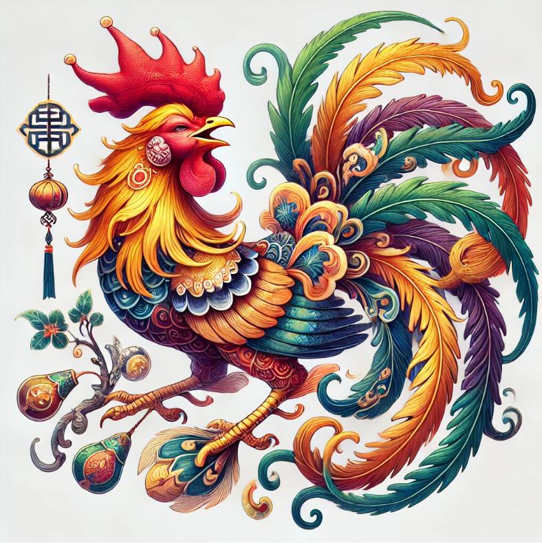 《山海经》异兽录-6，凤凰。在山海经中如此记载，丹穴山上有一种鸟，外形像鸡，身上