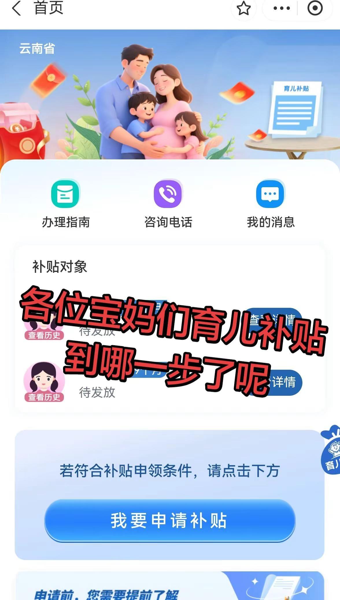各位宝妈们育儿补贴都到哪了呢
