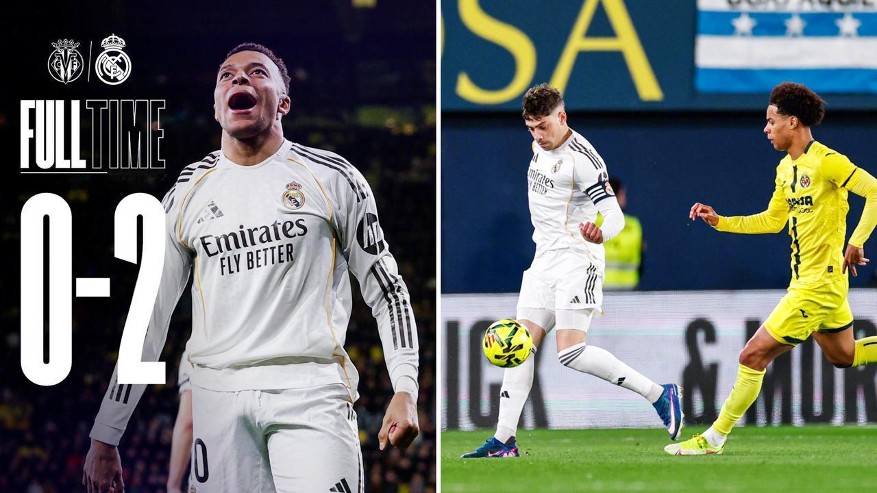 西甲：皇家马德里客场2-0击败比利亚雷亚尔，取得西甲5连胜。
姆巴佩抢射破门，补