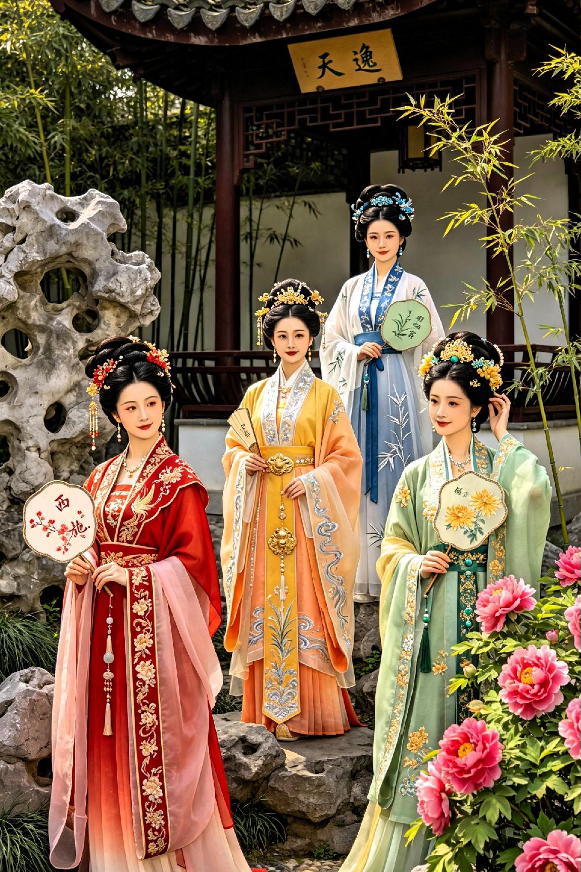 《四大美女》

 
浣溪清滟照容娴，大漠风霜拂翠鬟。

巧计连环倾俗世，沉香宴影