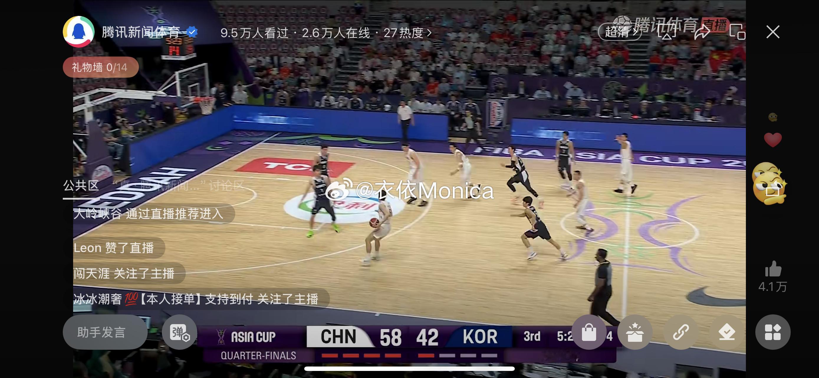 中国男篮vs韩国男篮今天小伙子们打得真不错啊！ ​​​