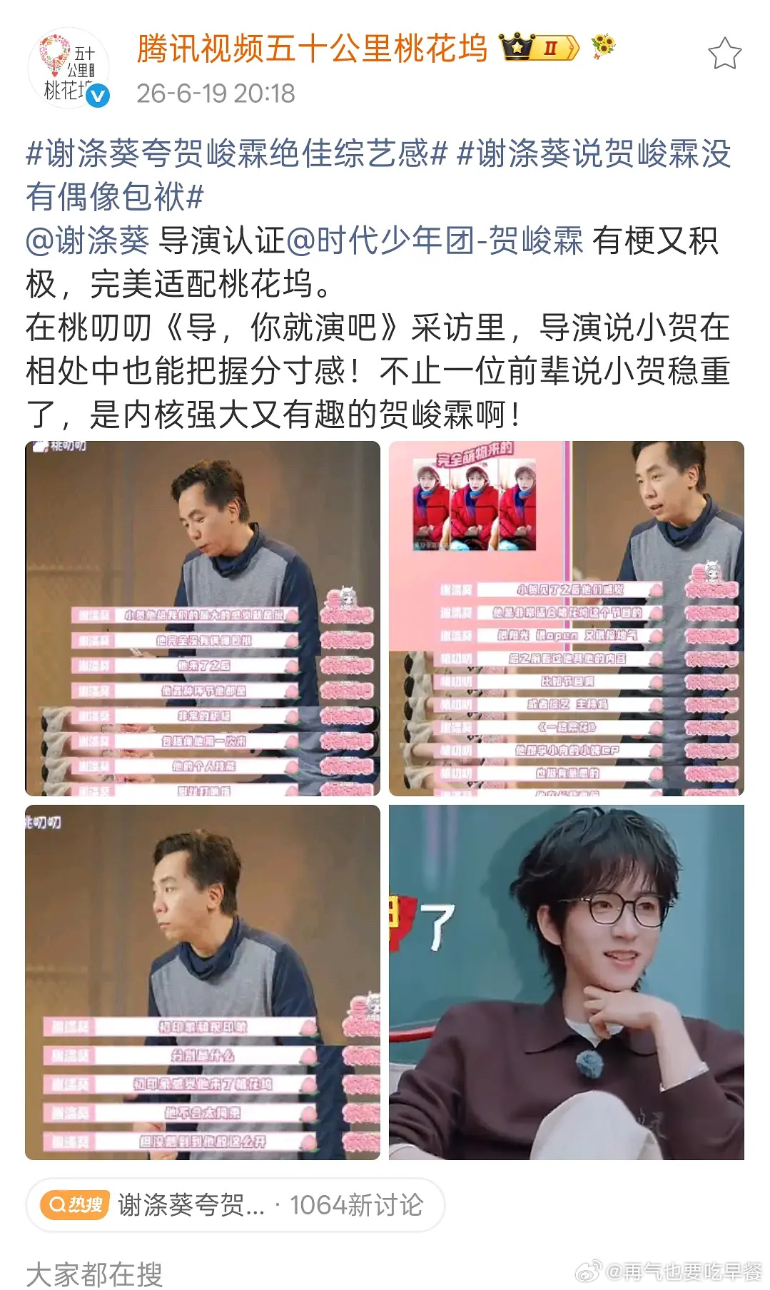 投，桃花坞力挺贺峻霖，完美适配