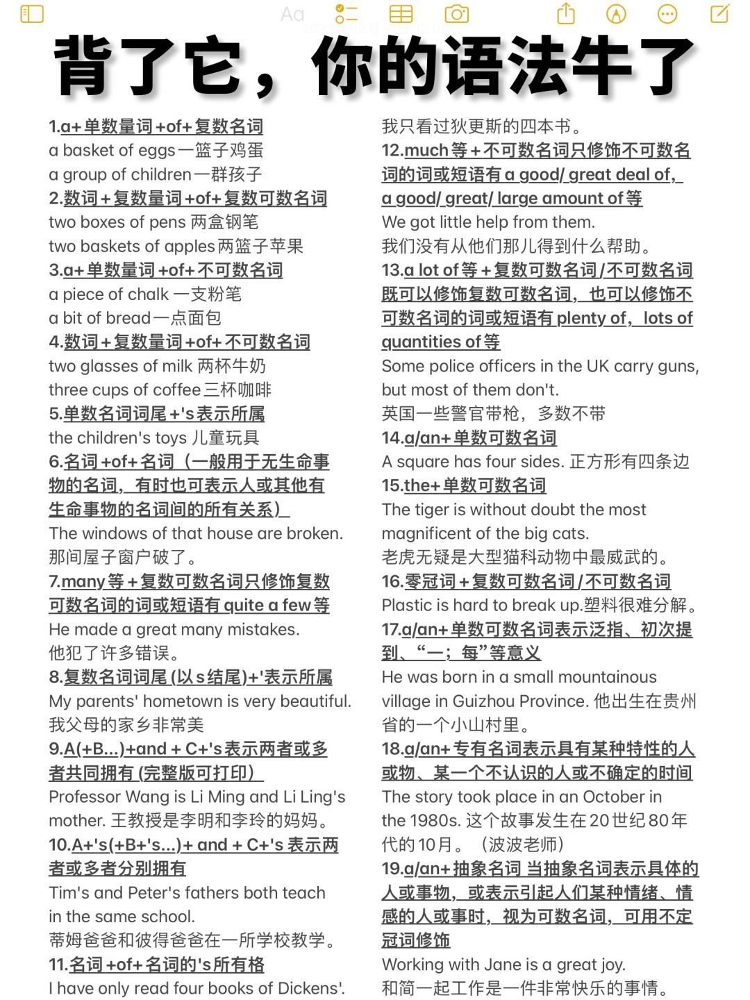 400组英语语法公式‼️背完你就牛！基础差必备