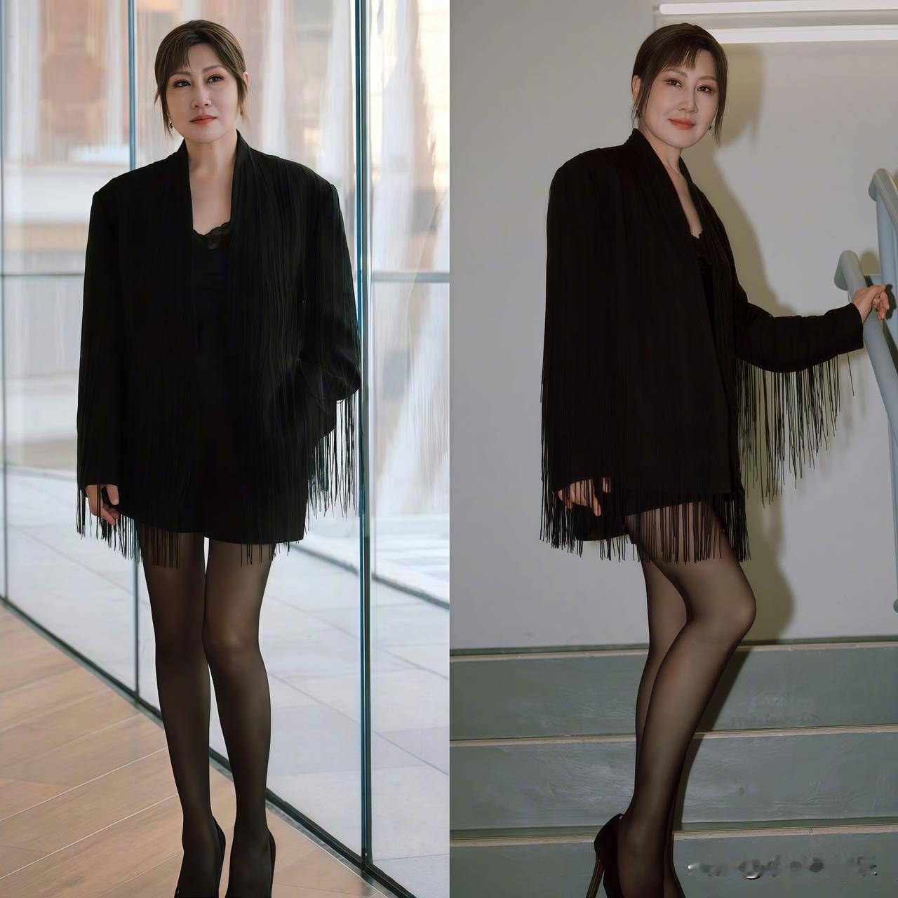 张凯丽听我一句劝

你都63岁了

穿超短裙配黑丝高跟鞋，怼脸拍也是一根褶子都没