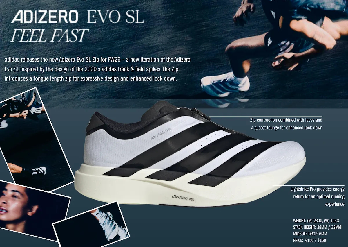adidas Adizero Evo SL Zip以21世纪初的田径钉鞋为灵感打
