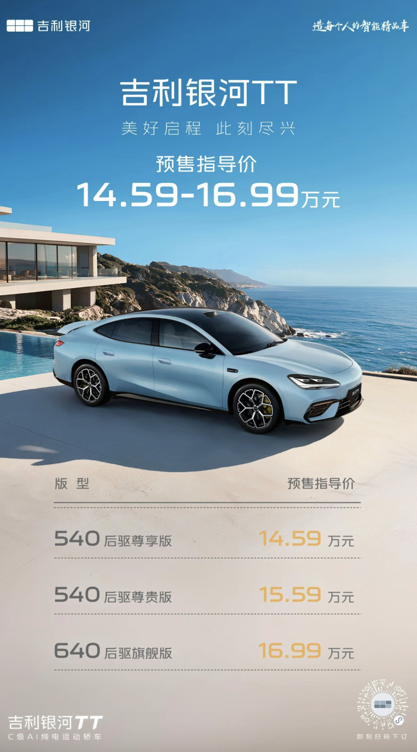吉利银河TT开启预售了，给大伙简单汇总一下～车身长4999mm、轴距2920mm