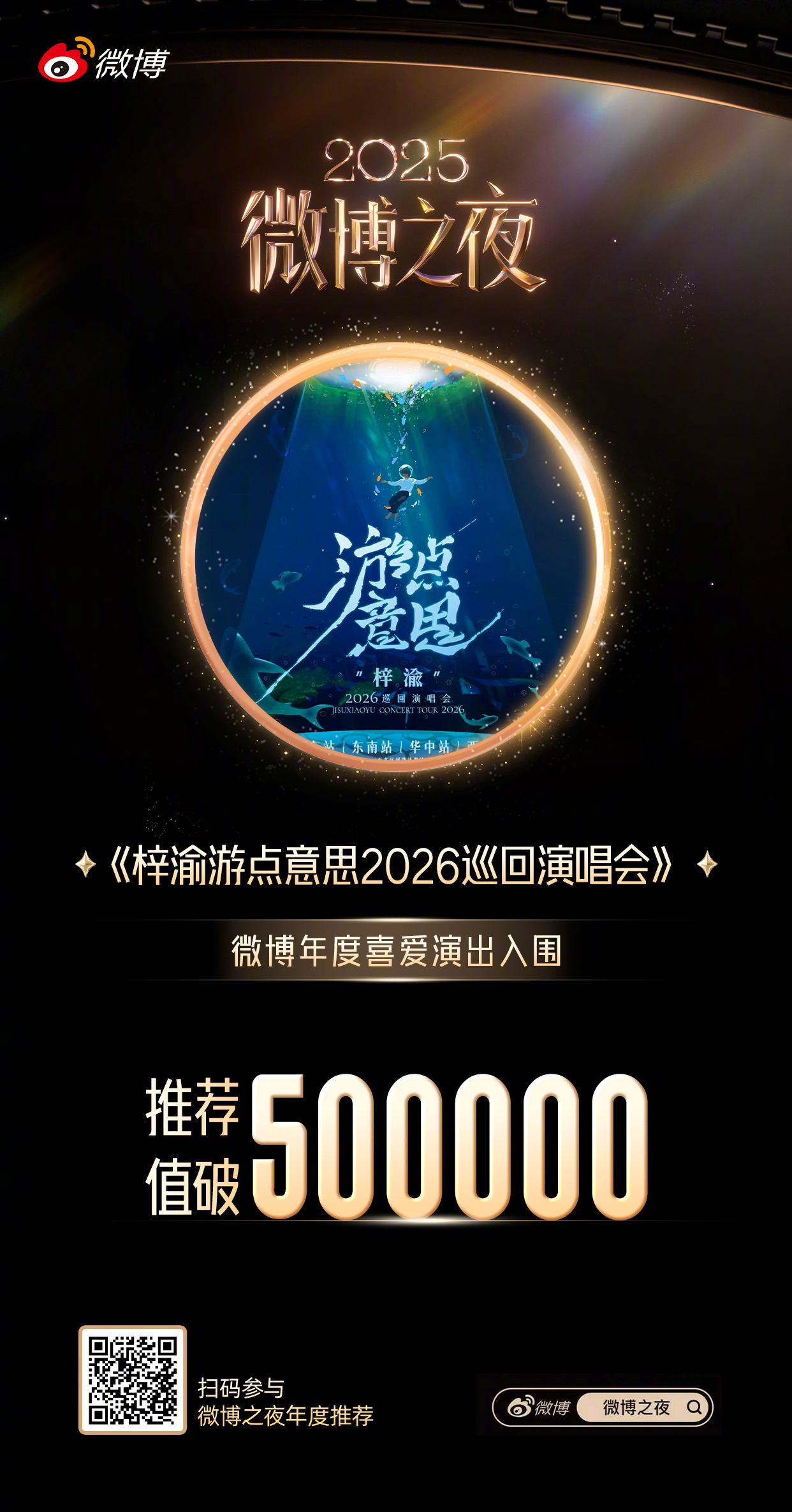 梓渝游点意思演唱会推荐值破50万，好消息连连，朋朋妈们真给力，梓渝和YUNI遇到