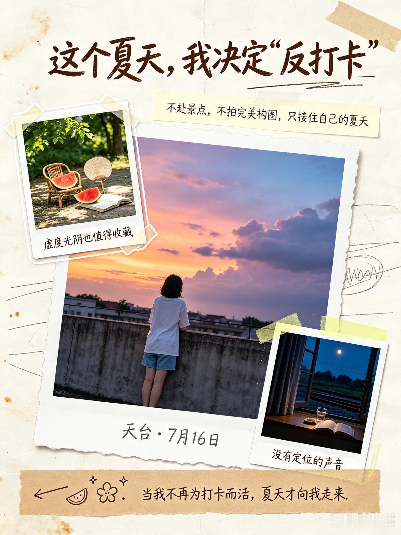 手机相册弹出年度回忆，满屏都是九宫格里的网红景点、滤镜下的精致甜品、人潮涌动的街