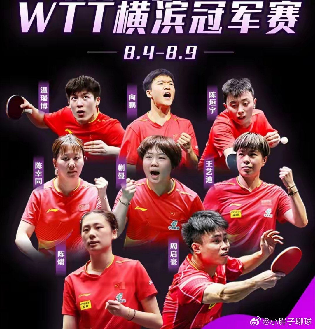 7日WTT战报:女单四强对阵确定3对+男单2对，国乒男队晋级不占优势8月7日，2