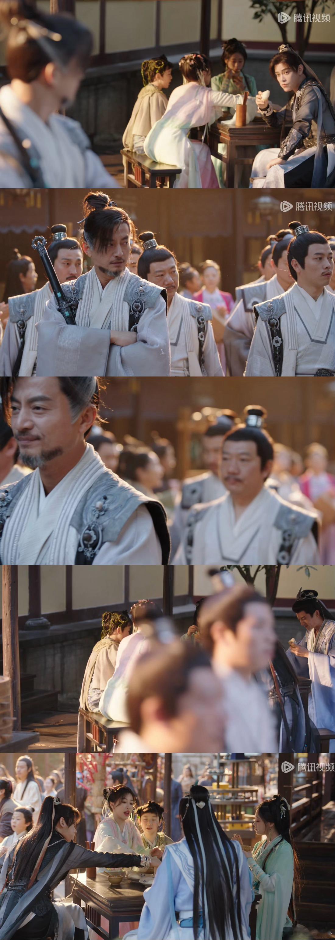 竹林四侠在一场伟大的捉妖胜利之后，坐在街边小摊儿开心地吃包子，街上的百姓以为是钦