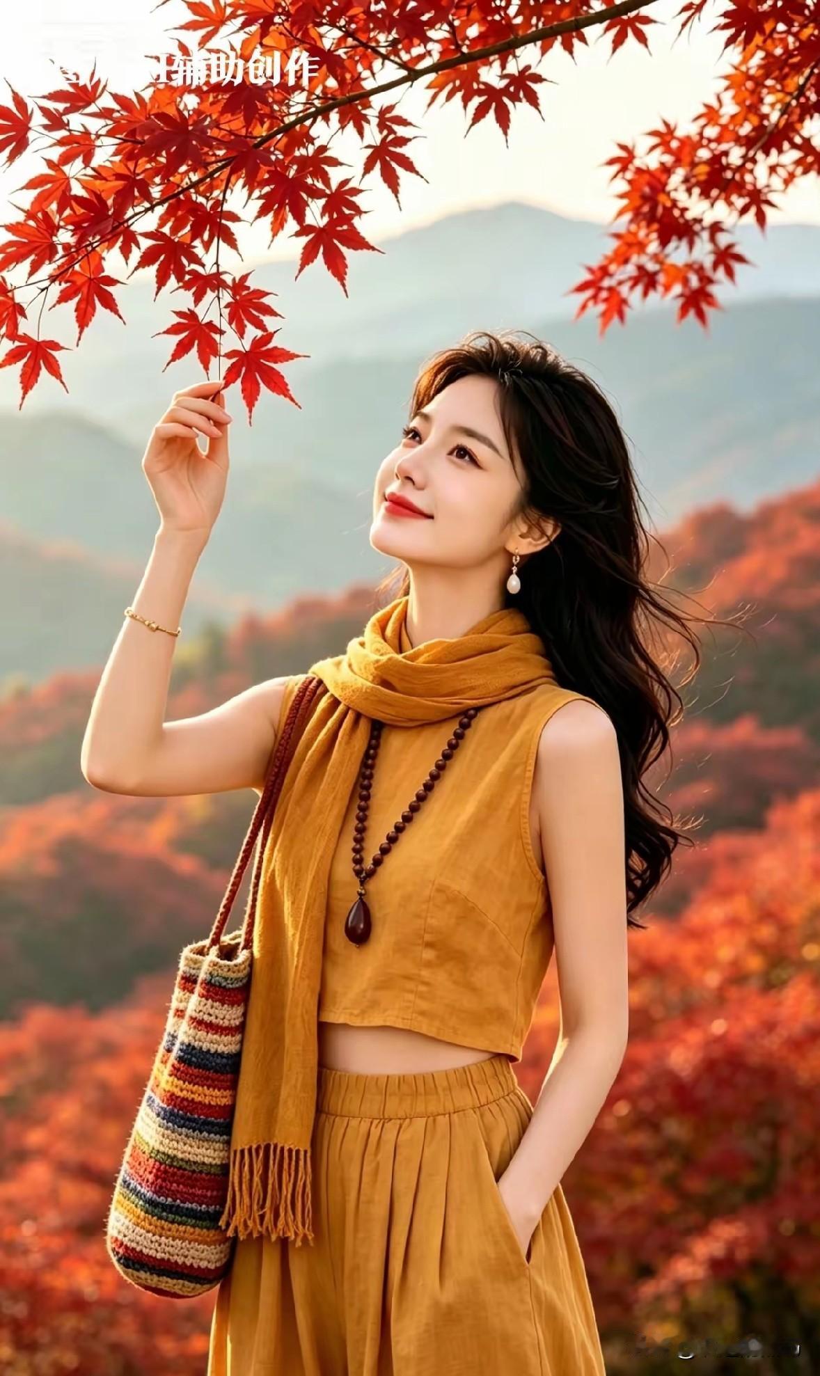 《点绛唇·枫径闲行》

文/识途的黑马
 
层岫凝丹，金风漫染秋山秀。
艳枫盈袖