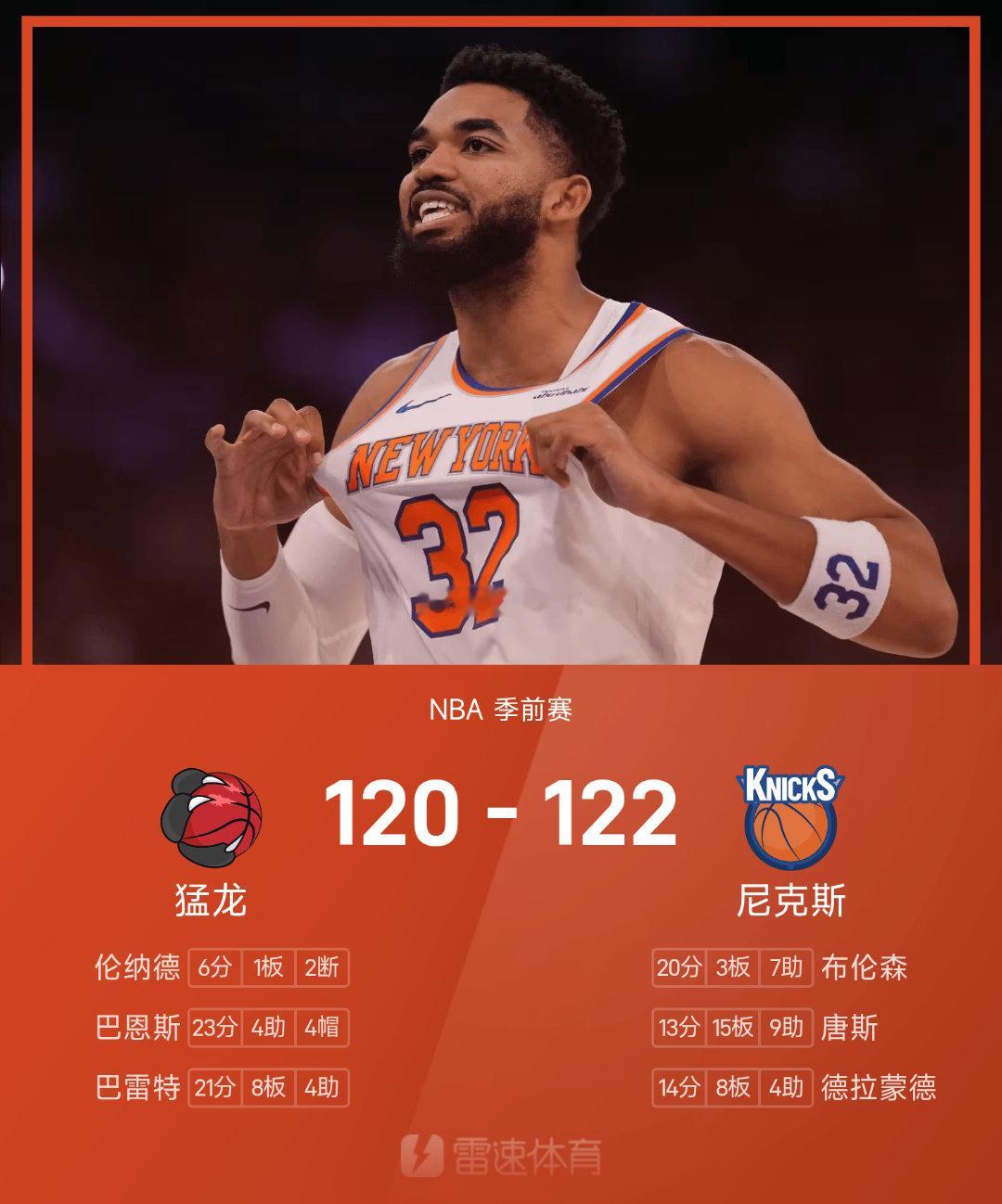 考古到徐艺洋生完孩子后的首个红毯10月16日讯 NBA季前赛，尼克斯以122-1