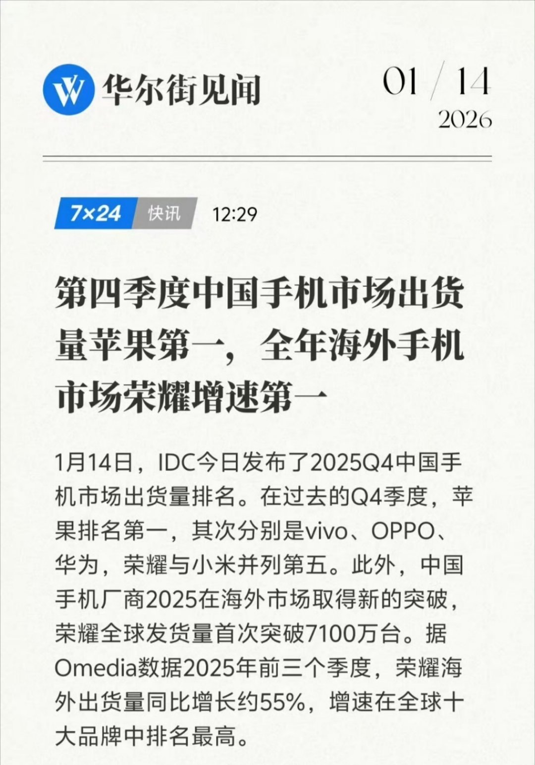 荣耀海外市场同比增长55％，这也太猛了！ 