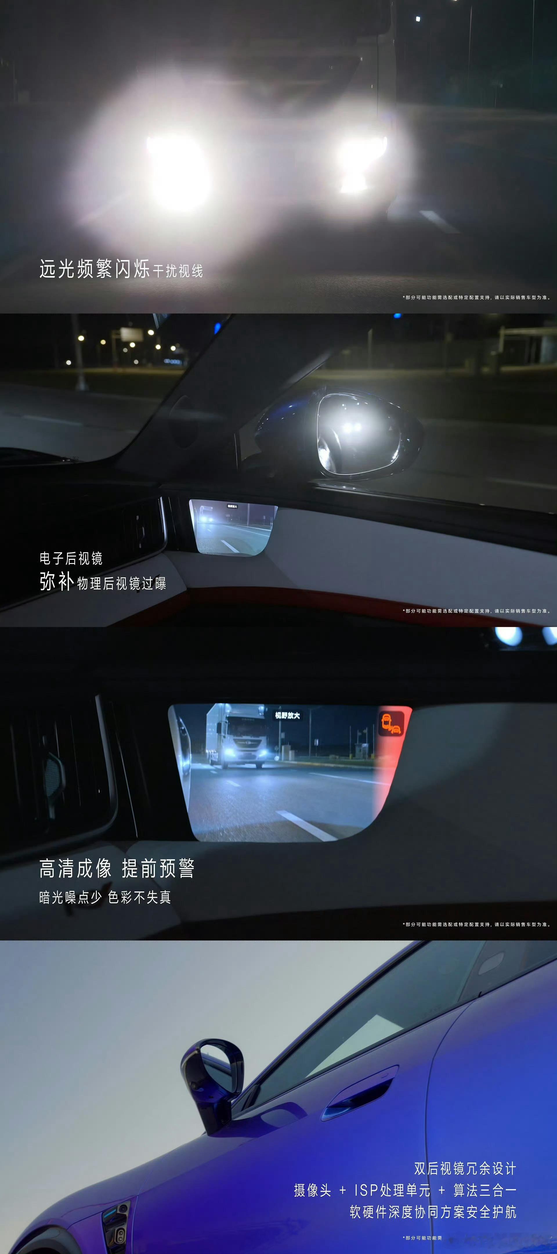 智界RX搭载尊界同款双目后视镜跑高速最怕后车远光直射，雨雪天后视镜沾水起雾视野直