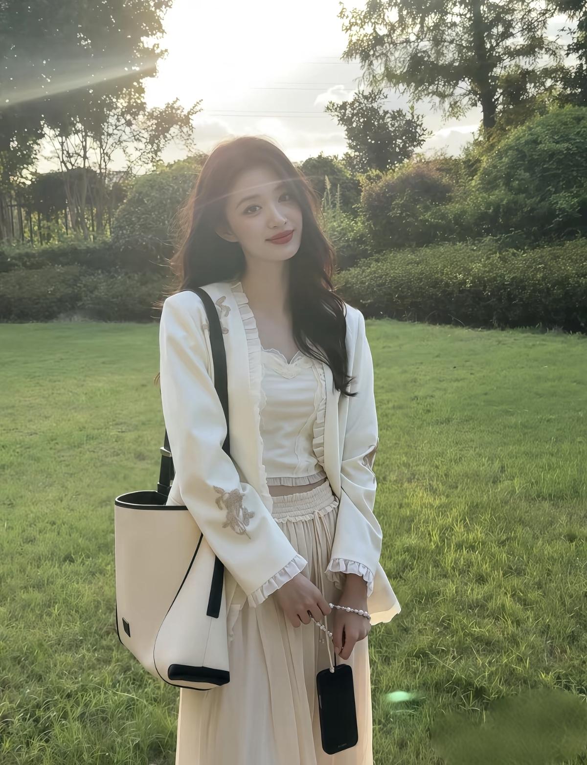 王楚然这身私服真的太戳我了[赞]
奶油色系+精致刺绣，温柔又减龄，是春天该有的清