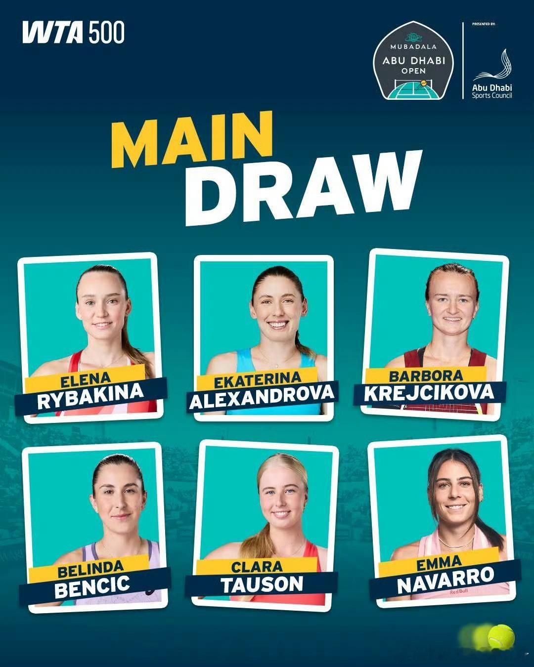 🇨🇳郑钦文计划参加WTA500阿布扎比比赛时间：2月1日-7日这一站参赛名单