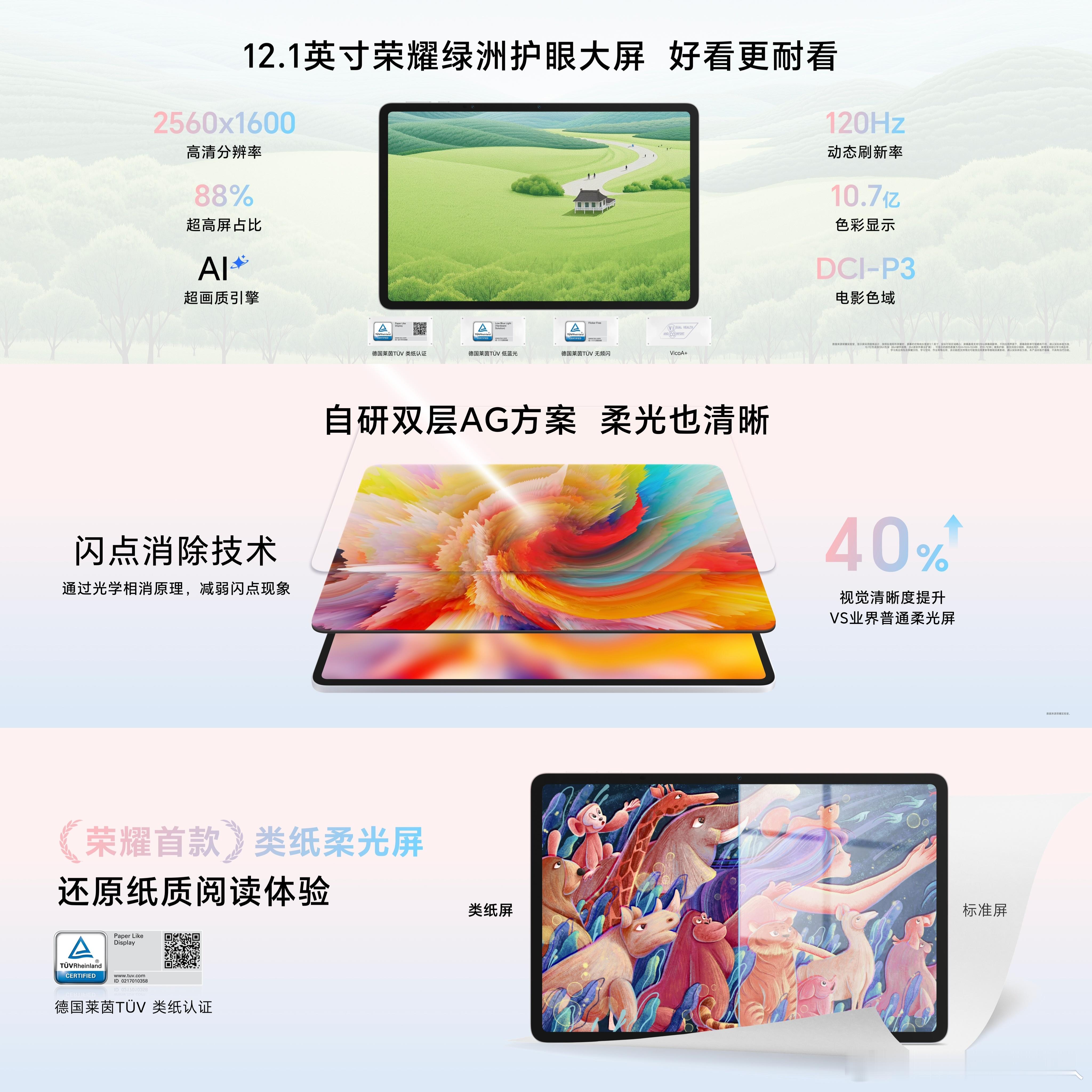荣耀平板10简直是学习党刚需！全系12.1英寸大屏看着就爽，柔光版类纸屏如纸般顺
