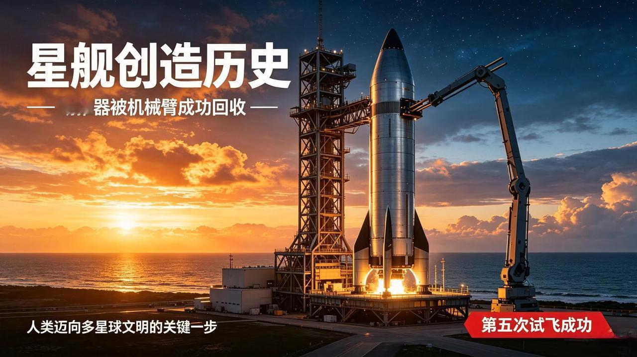 马斯克创造历史！星舰成功回收，火星稳了？
爆了！刚才SpaceX星舰第五次试飞，