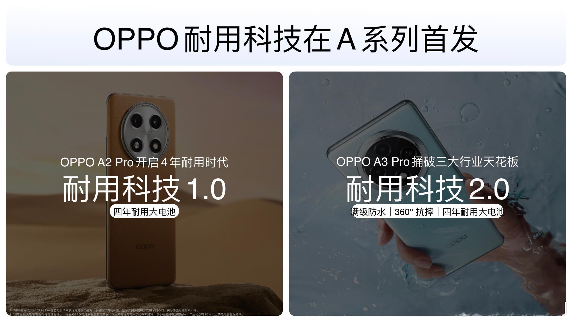 OPPO率先打破行业陈规，让耐用科技在A系列中首发。OPPO A2 Pro的耐用