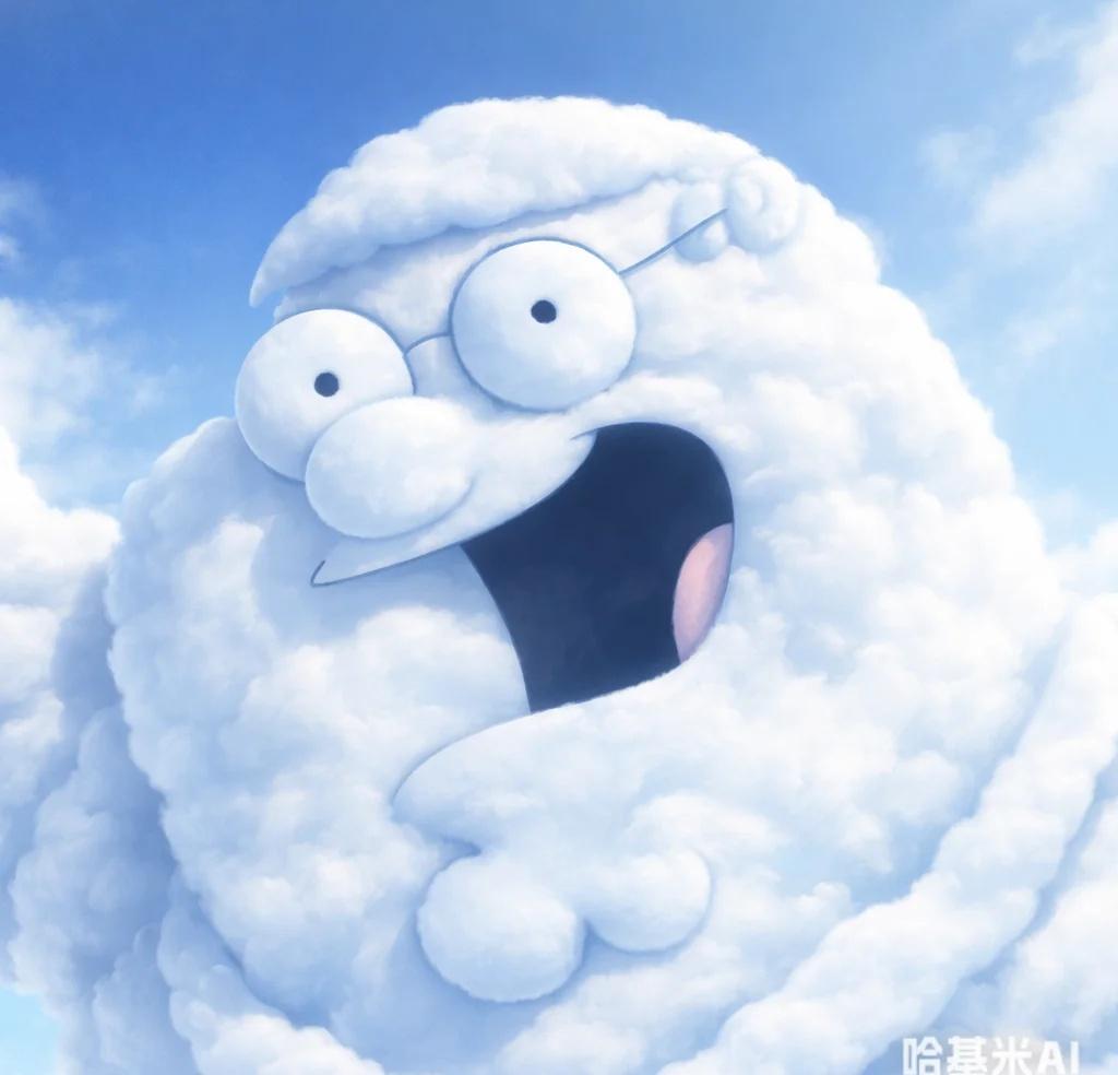 抬头看，云边有个圆蛤镇
制图@哈基米AI
恶搞之家 哈基米AI  恶搞之家皮特 