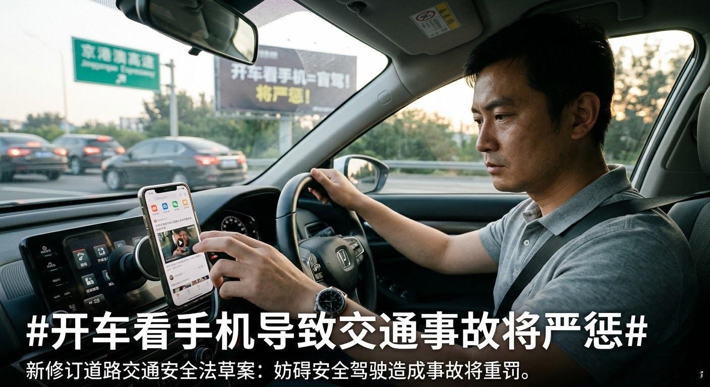 开车看手机导致交通事故将严惩开车看手机引发事故要被严惩了！今天道路交通安全法修订