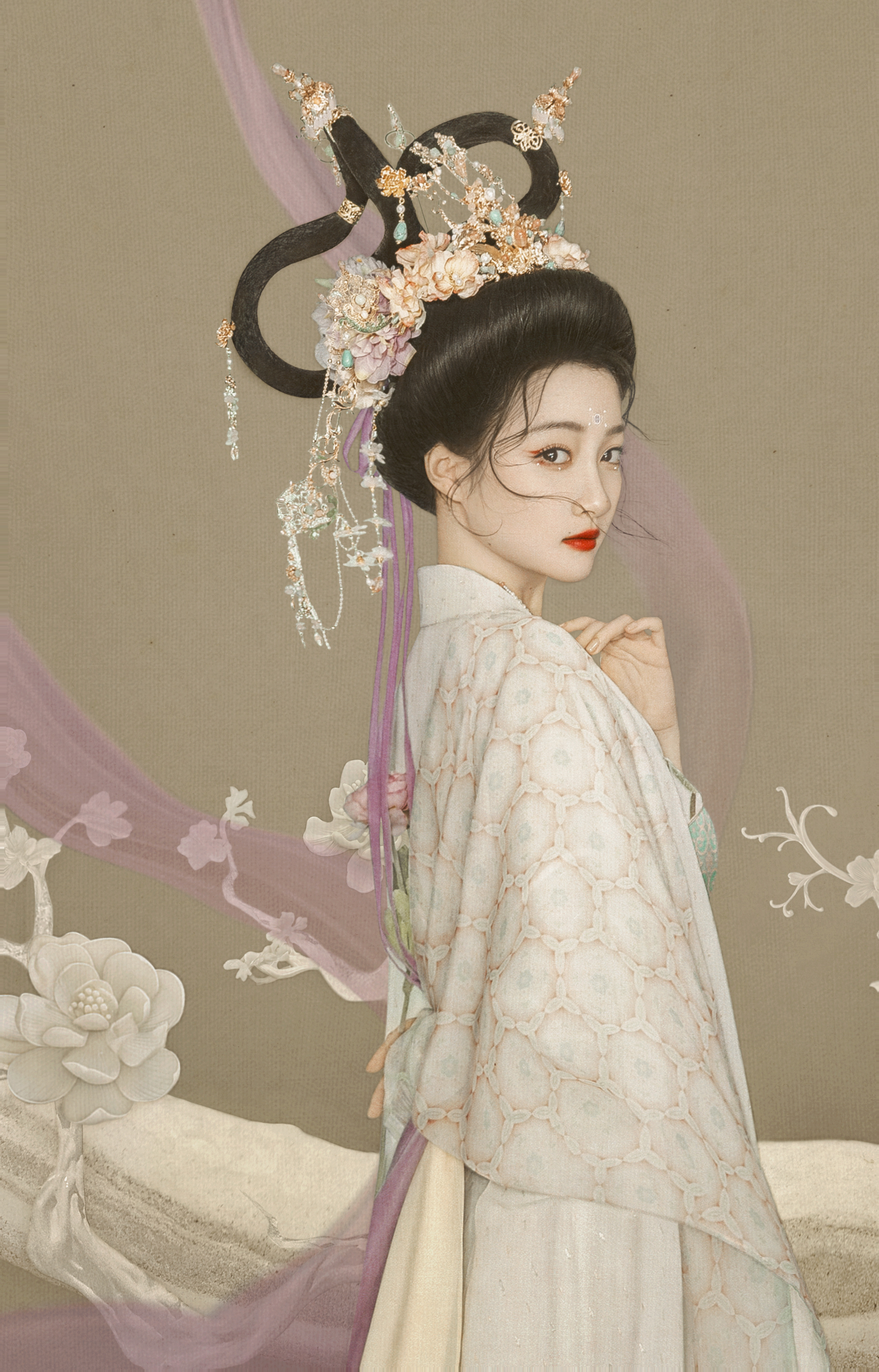 #关晓彤[超话]##关晓彤国风百花妆# 百花令古风大片，演绎中华传统美学。流光溢