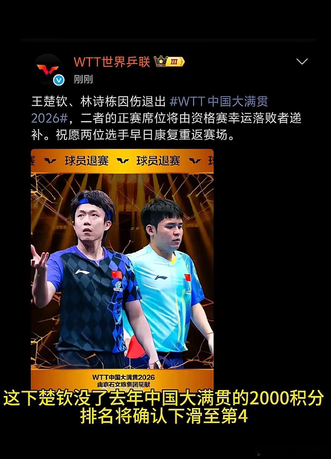 孙颖莎 WTT莎莎都申请过退赛了，没有同意！主力都退了，真的就没意思看了！留下孙